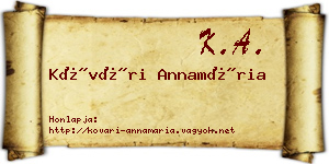 Kővári Annamária névjegykártya
