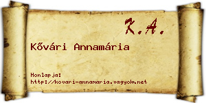 Kővári Annamária névjegykártya
